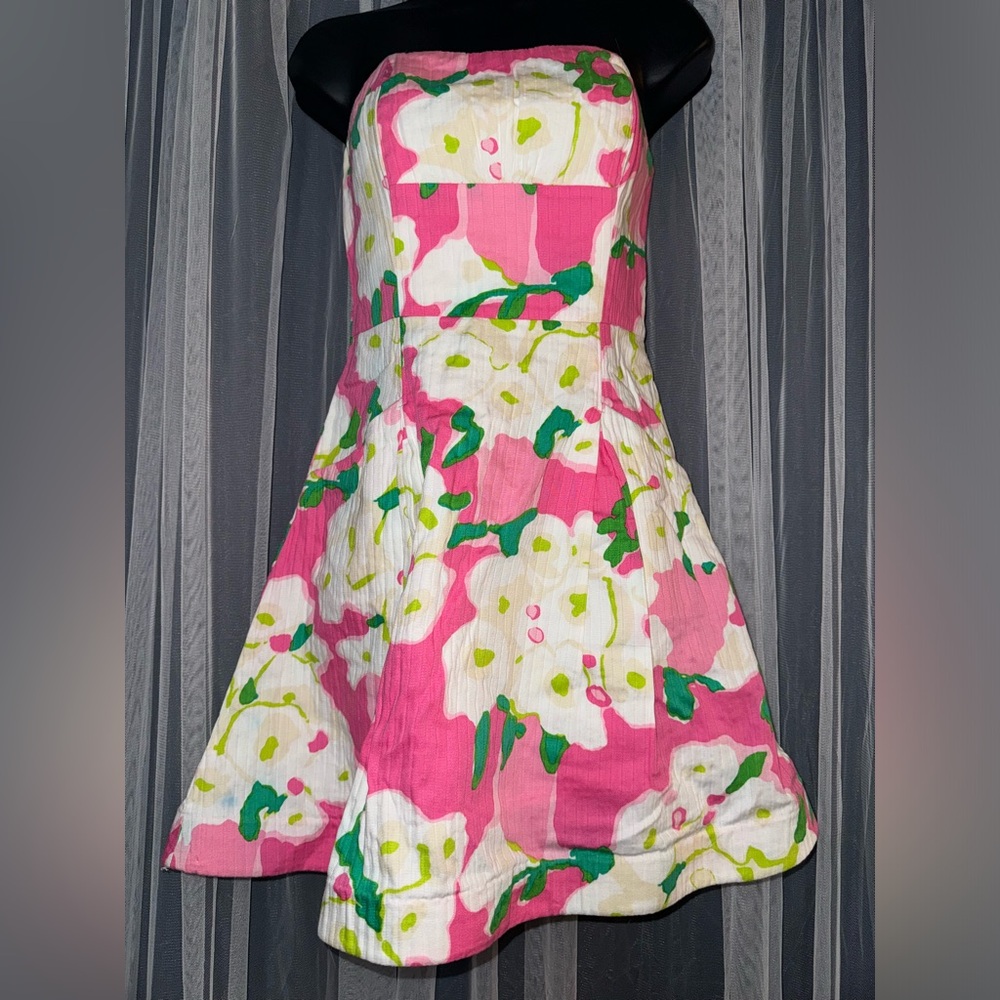 Lilly Pulitzer Blossom Strapless Dress, Hotty Pink It Can Be Arranged, Size 0